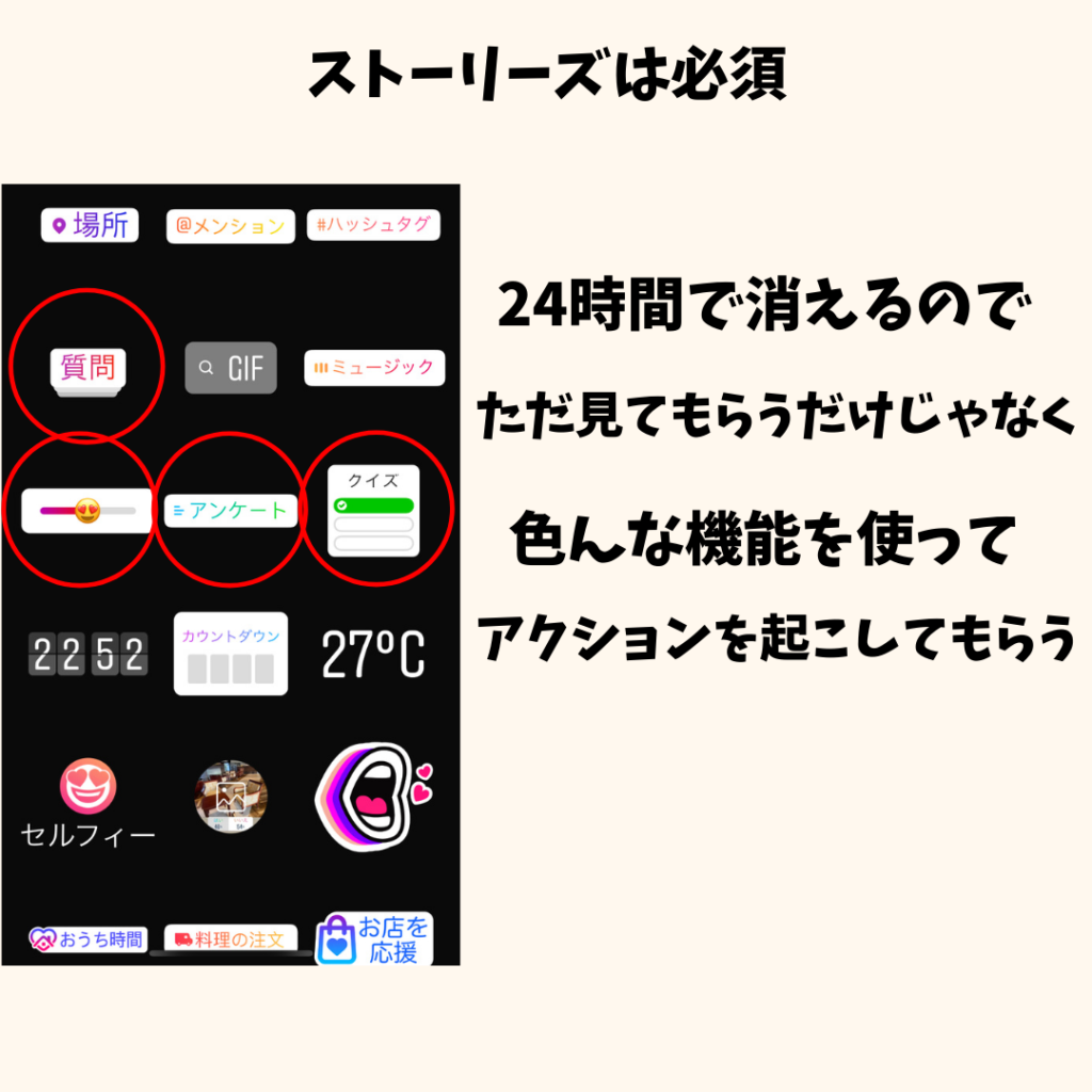 ストーリーズでアクションを返してもらう